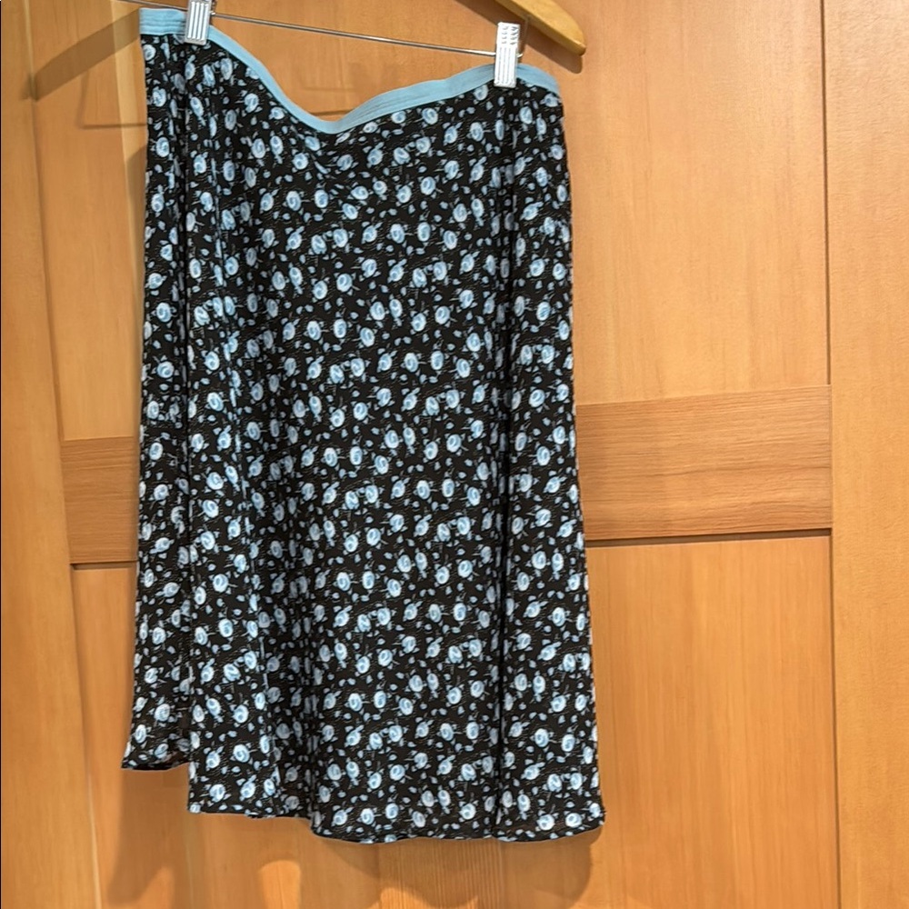 New York & Company Blue Midi A-Line Skirt